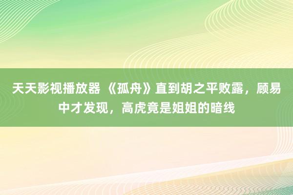 天天影视播放器 《孤舟》直到胡之平败露，顾易中才发现，高虎竟是姐姐的暗线