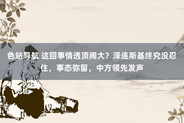 色站导航 这回事情透顶闹大？泽连斯基终究没忍住，事态弥留，中方领先发声