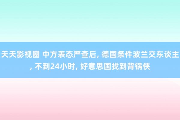 天天影视圈 中方表态严查后, 德国条件波兰交东谈主, 不到24小时, 好意思国找到背锅侠