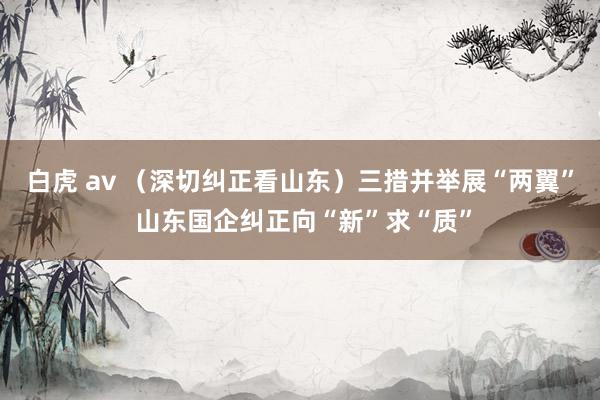 白虎 av （深切纠正看山东）三措并举展“两翼” 山东国企纠正向“新”求“质”