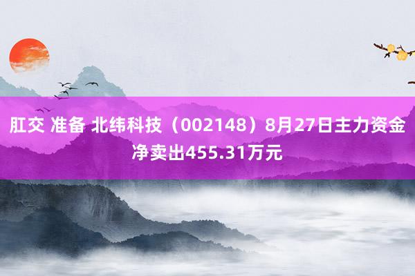 肛交 准备 北纬科技（002148）8月27日主力资金净卖出455.31万元