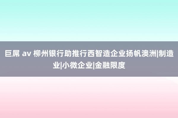 巨屌 av 柳州银行助推行西智造企业扬帆澳洲|制造业|小微企业|金融限度